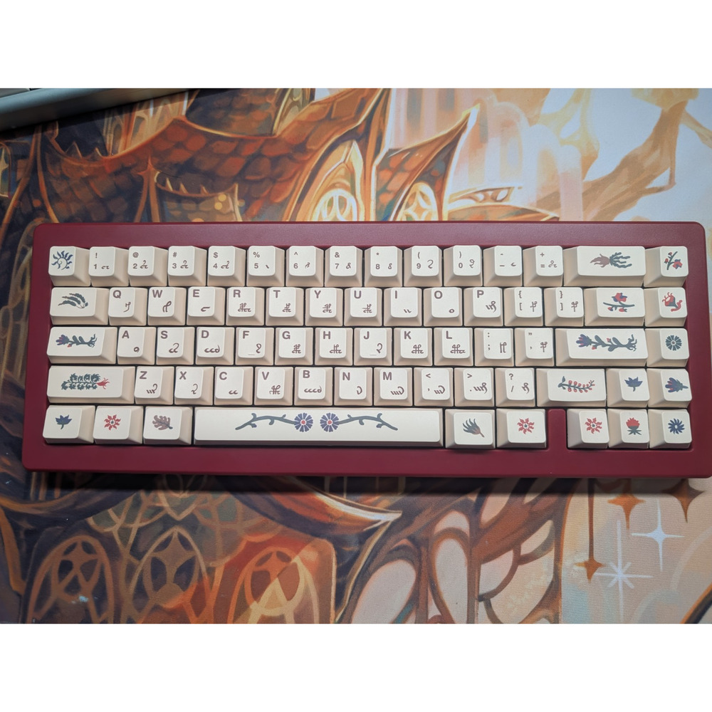 CSTM65 WITH VOYNICH KEYCAPS AND Haimu x Geon HG Clear Linear Switches + 3 CASES